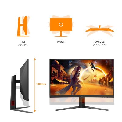 2. Monitor 31,5" AOC G4 C32G4Z 1920x1080px Full HD LCD Curved Schwarz, Rot