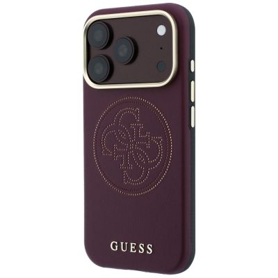 2. Guess Perforierte 4G Gold Logo Magsafe Hülle für iPhone 18 Pro Max / 17 Pro Max - Burgunderrot