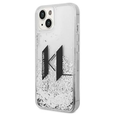 2. Karl Lagerfeld Liquid Glitter Big KL Hülle für iPhone 14 - Silber