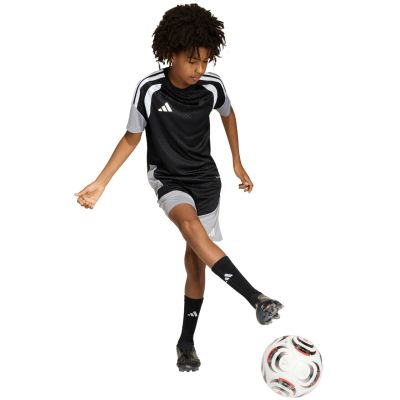 9. adidas Tiro 26 Wettkampf-Trainings-T-Shirt für Kinder, Schwarz und Grau, KA7599