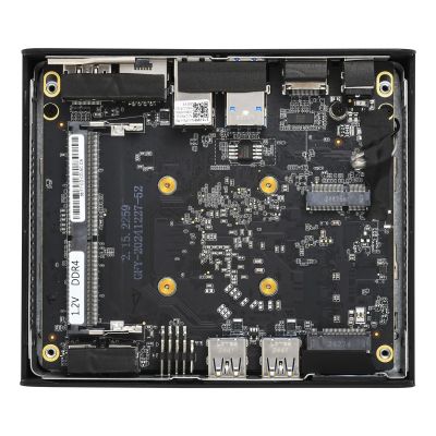6. Shuttle Nano PC NE10N, Intel N 100, 1x HDMI, 1x DP, 6x USB, 1x LAN, lüfterlos, 24/7-Dauerbetrieb, inkl. VESA, 0,6 l PC, Mini-PC-Barebone, Intel SoC, DDR4-SDRAM, PCI Express, Serial ATA, 65 W