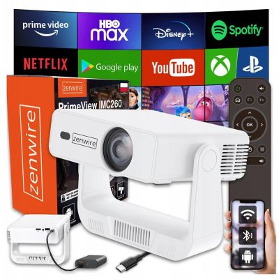 Mini-Tragbarer Projektor Android 14 WiFi 360 Full HD 4K für Smartphones Zenwire IMC260