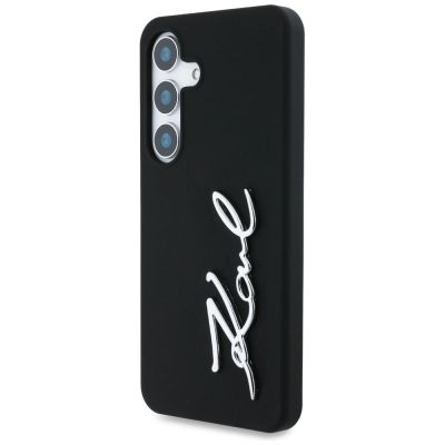 2. Karl Lagerfeld Silikon Metall Signature Logo Samsung Galaxy S25 Hülle schwarz
