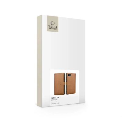 5. Tech-Protect Brieftaschenhülle für iPhone 16e / 17e – Braun