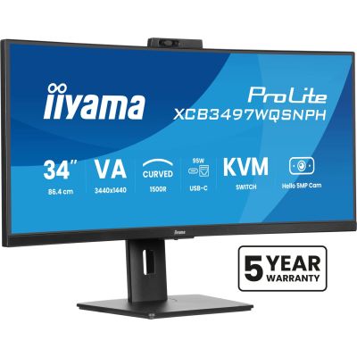 IIYAMA Monitor 86,4 cm (34") XCB3497WQSNPH-B1 21:9 HDMI+DP+USB-C Webc