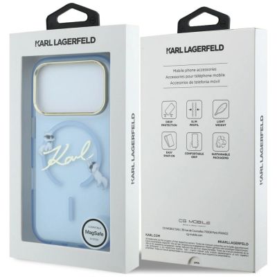 8. Karl Lagerfeld Script Logo MagSafe Hülle für iPhone 18 Pro / 17 Pro – hellblau