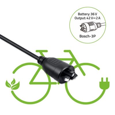 7. Qoltec 52613 36V 42V 2A Elektrofahrrad-Ladegerät mit Bosch 3-Pin-Stecker + Stromkabel