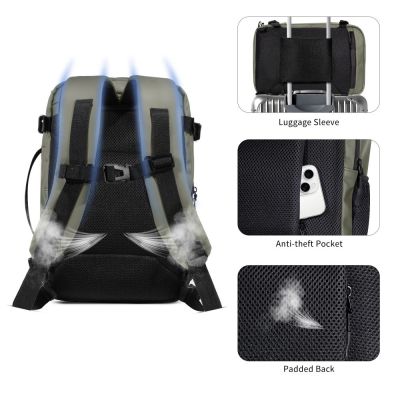 7. Tech-Protect Defender S50 Rucksack für Ryanair & Wizzar, 20 l Laptop, Olivgrün