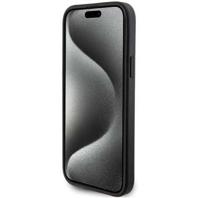 5. Karl Lagerfeld Saffiano Cardslot Karl&Choupette Metal Pin Hülle für iPhone 15 – Schwarz