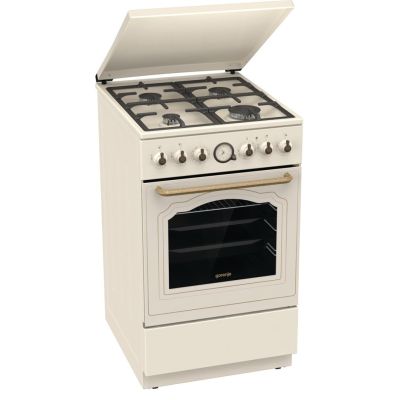 4. GORENJE GKS5B70CLI Retro-Gasherd mit Elektrofunktion | AirFry | Konvektion | AquaClean | Creme