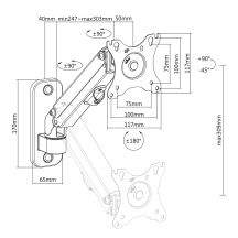 MACLEAN Wandmonitor 17"-27" Gasfeder MAX 7KG MC-458