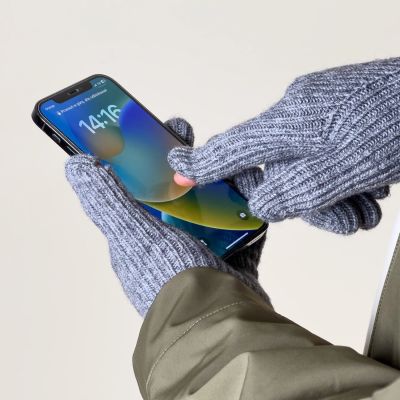 2. Geflochtene Telefonhandschuhe mit Aussparungen für die Finger – grau