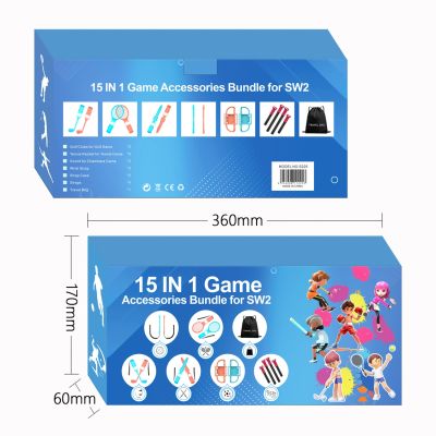26. Nintendo Switch 15-in-1 Familien-Zubehörpaket 2 – Orange-Blaues Set