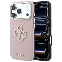 Guess Grained & Big Resin Logo Case für iPhone 18 Pro Max / 17 Pro Max - Pink