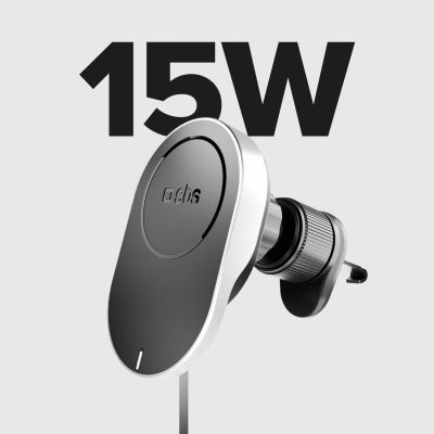 4. Smartphone-Halterung mit SBS TESUPP15WRETRACABL kabellosem Ladegerät mit einziehbarem Kabel, MagSafe-kompatibel – Schwarz