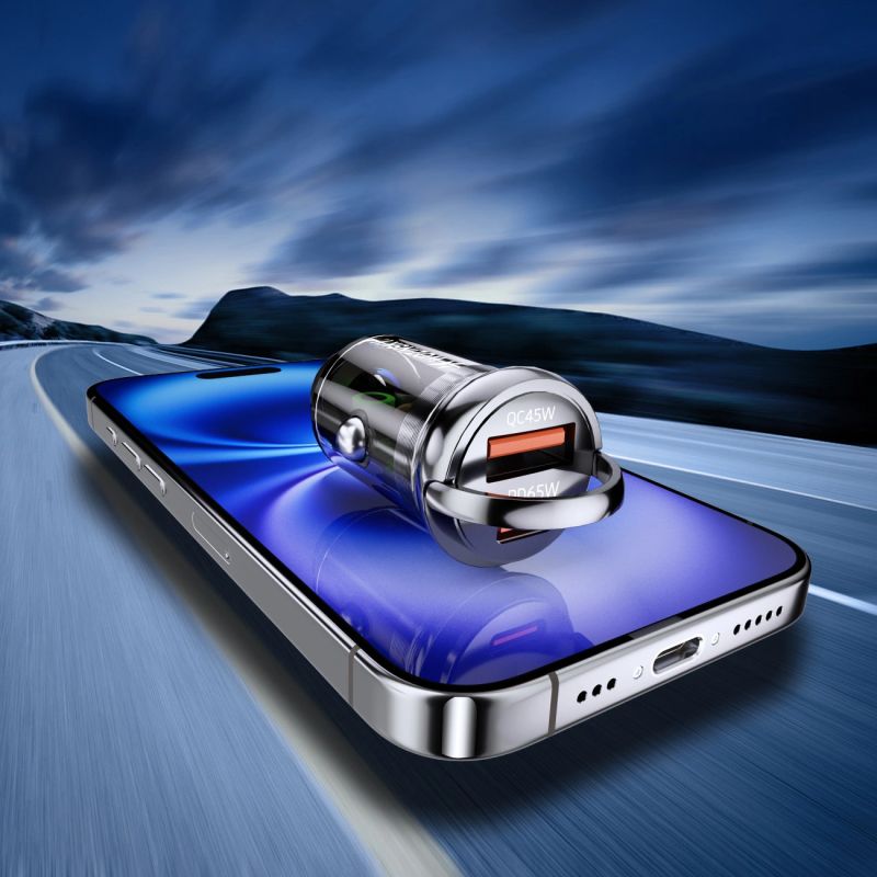 8. Wozinsky 65W Autoladegerät USB-C PD 65W / USB-A 45W QC 3.0 - Schwarz