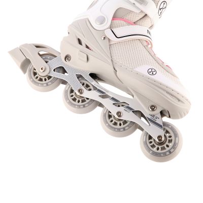 5. NH18188A 2-in-1 GRAU-ROSA GRÖSSE L (39–43) HOCKEY-INLINE-SKATES MIT AUSTAUSCHBAREM HOCKEY-SCHLITTSCHUH