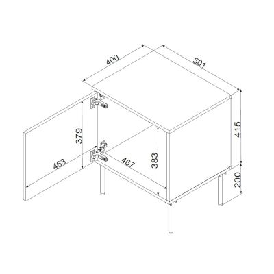 7. INSERTO Nachttisch, 2-teilig, 50 x 40 x 61,5 cm, Kaschmir + LED