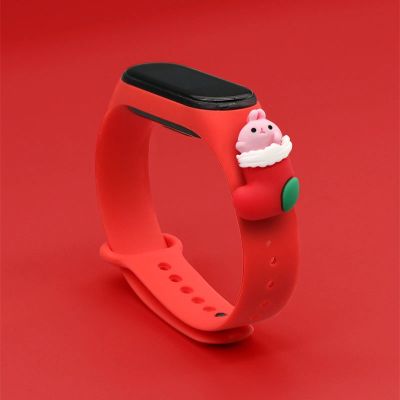 2. Strap Xmas für Xiaomi Mi Band 3 / 4 Weihnachts-Silikonarmband mit Socke - Rot
