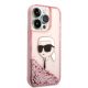 4. Karl Lagerfeld Glitzer Karl's Head Hülle für iPhone 14 Pro – Rosa