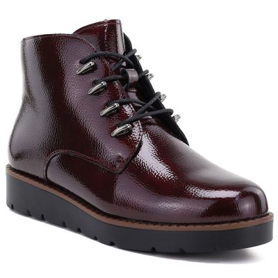Damen-Keilstiefeletten aus Lackleder in Burgunderrot von Potocki (Z25-JE19360)
