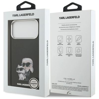 8. Karl Lagerfeld IML Aquarelle Karl & Choupette & Logo MagSafe Case für iPhone 17 Pro Max - Schwarz
