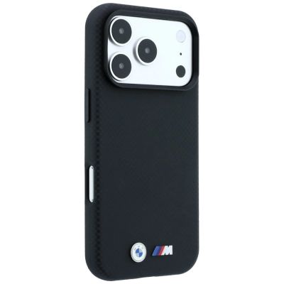 4. BMW M Quadrille Kevlar Metall Logo MagSafe Hülle für iPhone 17 Pro Max / 18 Pro Max - Schwarz
