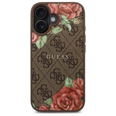 3. Guess GUHMP16SP4ROPEMCW iPhone 16 6,1" braun/braunes Hardcase 4G Flowers Print MagSafe