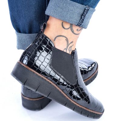 21. Rieker W R474 Schlangenleder Stiefeletten schwarz