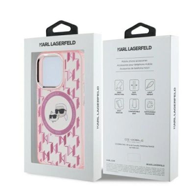 5. Karl Lagerfeld IML Monogram Karl & Choupette Head MagSafe-Hülle für iPhone 15 Pro Max – Rosa