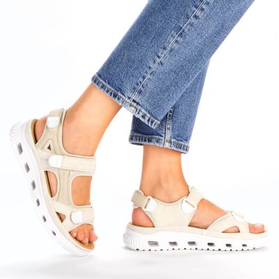 17. Rieker W RKR691 bequeme Klett-Sandalen beige