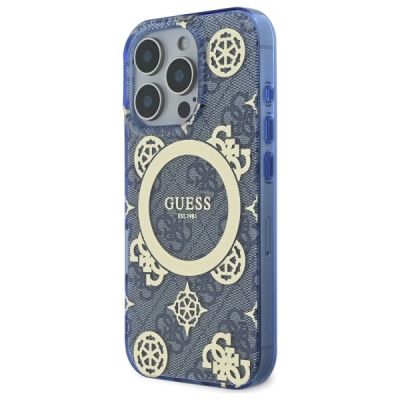 2. Guess GUHMP16XH4PYEEB iPhone 16 Pro Max 6,9" blau/blaues Hardcase IML Pfingstrose auf 4G-Hintergrund MagSafe