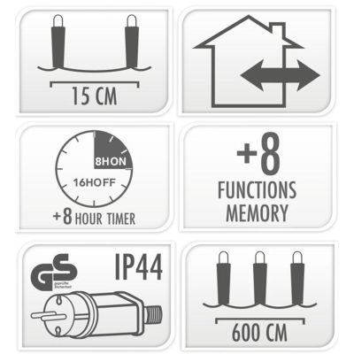 2. Weihnachtsbaumbeleuchtung, Außenbeleuchtung, 180 LEDs, Steuerung, Zeitschaltuhr, kaltweißes, transparentes Kabel