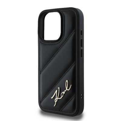 5. Karl Lagerfeld Quilted Signature Hülle für iPhone 16 Pro Max – Schwarz