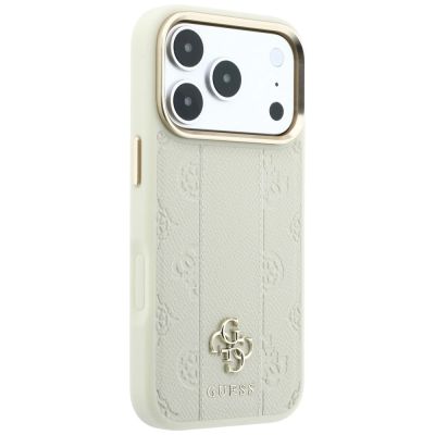 12. Guess Stripe Peony 4G Logo MagSafe Hülle für iPhone 18 Pro Max / 17 Pro Max – Beige