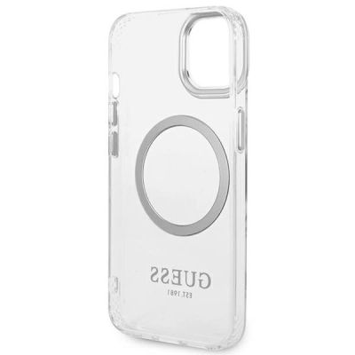 7. Guess GUHMP14MHTRMS iPhone 14 Plus 6,7" srebrny/silver hard case Metal Outline Magsafe