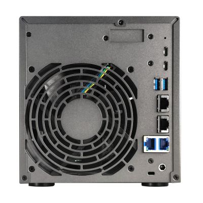 12. NAS Asustor AS6804T; Tower; 4x (3,5" SATA HDD/ 2,5" SSD); AMD Ryzen Embedded V3C14; 16 GB ECC DDR5 SODIMM (max. 64 GB), 2x 10GbE, 2x 5GbE, 4x M.2 2280 NVMe PCIe 4.0, 2x USB 4.0, 2x USB 3.2 Gen, 1x optionale 10GbE-Karte