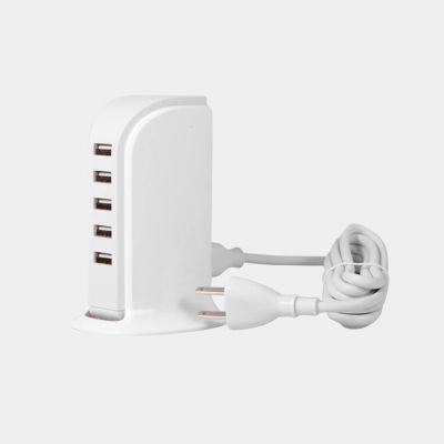 6. Dudao 5x USB-Ladegerät mit integriertem EU-Stromkabel weiß (A5EU)