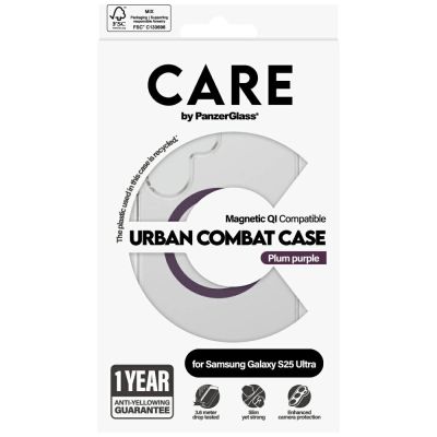 4. CARE by PanzerGlass Flagship Urban Combat Lila QI-Hülle für Samsung Galaxy S25 Ultra - Transparent