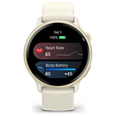 16. Garmin Vivoactive 6 42 mm Knochen/Mondgold-Uhr