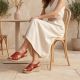 6. Sergio Leone SK297 Burgunderrote Damen-Keilsandalen aus Leder