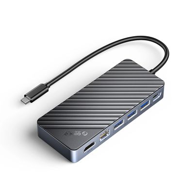 Orico OM28PR-G2 USB-C-Dockingstation mit M.2-Laufwerkssteckplatz + 1 x USB-A 3.2 + 1 x USB-C 3.2 + 2 x USB-A 2.0 + 1 x HDMI + 1 x Ethernet - Schwarz