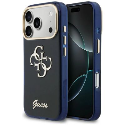 Guess IML 4G Script Metallhülle für iPhone 17 Pro - Blau
