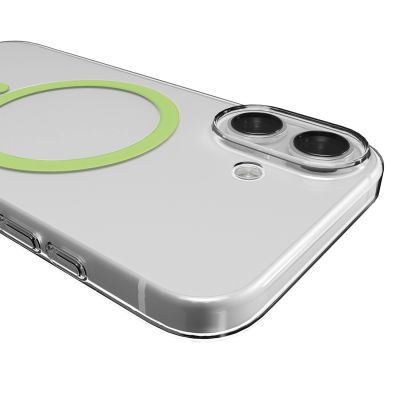 5. Puro Lite Mag TPU+PC Hülle kompatibel mit MagSafe für iPhone 17 - Transparent mit grünem Ring