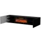 6. LARA TV-Schrank 183x35x37 schwarz matt + schwarzer Kamin