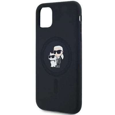 6. Karl Lagerfeld Silikon Karl&Choupette MagSafe Hülle für iPhone 11 / Xr – schwarz