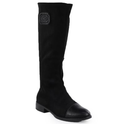 Schwarze Damen-Wildlederstiefel M.Daszyński MR2251-19