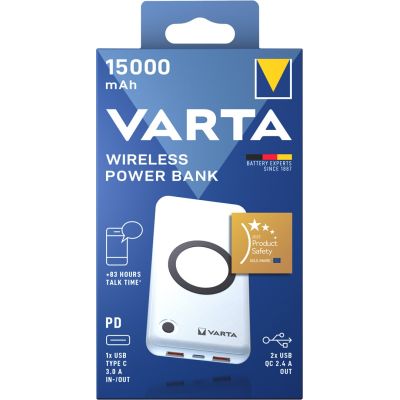 8. Varta 57908 101 111 Powerbank Lithium-Polymer (LiPo) 15000 mAh Kabelloses Laden Weiß