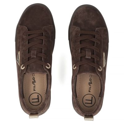 5. Damen-Plateau-Sneaker aus Leder, braun, Filippo DP3533
