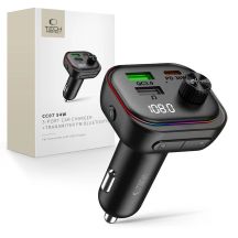 Tech-Protect CC07 3-Port PD 54W Autoladegerät + Bluetooth FM-Transmitter - Schwarz
